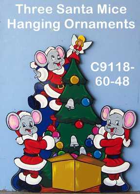 C9118Three Santa Mice Hanging Ornaments